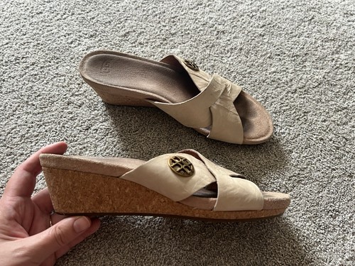 Sandali con zeppa comodi UGG Australia Lyra donna taglia 9 beige marrone sughero pelle