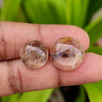 Natural 23.70 Ct Certified Rutile Quartz From Brazil Loose Gemstone Pair - Image 1 of 4