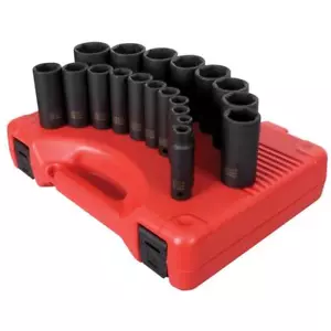 SUNEX TOOLS SAE Impact Socket Set 1/2" Drive Deep Cr-Mo Steel w/ Case (19-Piece) - Picture 1 of 4