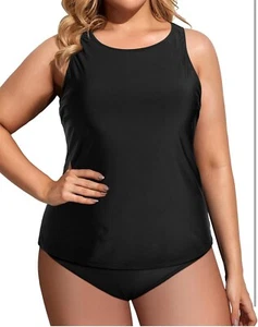 Costume da bagno Tankini nero due pezzi costume da bagno collo alto set piccolo A5 - Foto 1 di 3