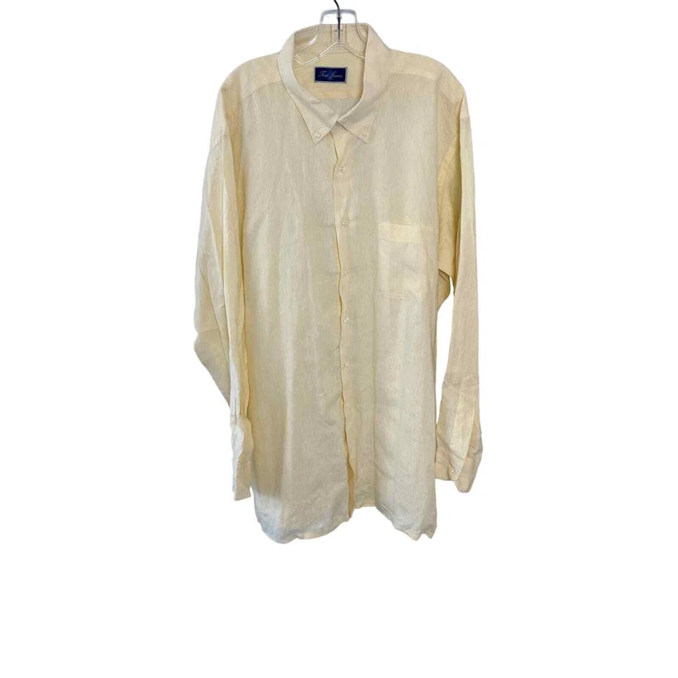 Tom James Yellow Linen Custom Made Button Down Oxford Shirt Pre-owned - Image 1 of 4