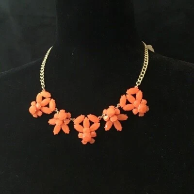 J. Crew драгоценный камень коллаж заявление ожерелье неоновый оранжевый $52,50 - Изображение 1 из 4