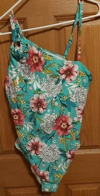 Apt. 9 Traje de baño para mujer XL asimétrico hombro floral traje de baño de una pieza Foto 1 de 4