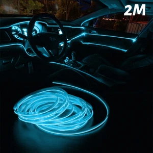 IceBlue LED Auto Car Interior Decor Atmosphere Wire Strip Light Lamp Accessories - Picture 1 of 12