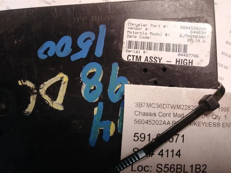 1998 DODGE RAM3500 MÓDULO DE CONTROLE DE CORPO (BCM). NÚMERO DA PEÇA 56045202AA - Imagem 1 de 1