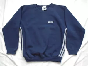 Sudadera suéter pulóver vintage años 80 90 Adidas para hombre azul medio cuello redondo - Imagen 1 de 10
