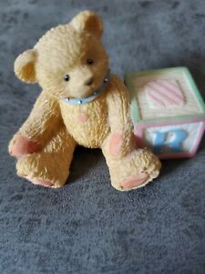 Cherished Teddies Figurine Bear with Abc "R" Block 1995 #158488R 1-1/2"T
