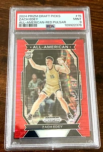 ZACH EDEY 2024 PRIZM DRAFT PICKS ALL-AMERICAN RED PULSAR PRIZM # 217/299 PSA 9 - Picture 1 of 5