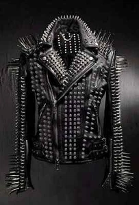 Handmade Jacket, Heavy Metal Long Spiked Jacket, Personalized Multi Studs - Picture 1 of 3