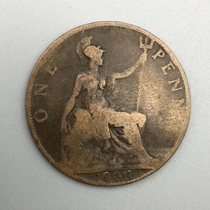1900 Queen Victoria 1 One Penny Great Britain Bronze Coin (C110) - Picture 1 of 2