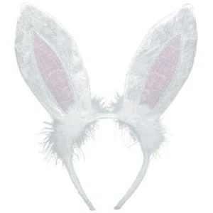 White Bunny Ears Costume Headband - Picture 1 of 1