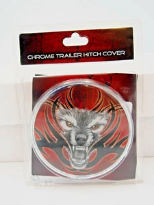 Liquid Skin Chrome Trailer Hitch Cover Wolf Includes Universal Brackets - Imagen 1 de 2