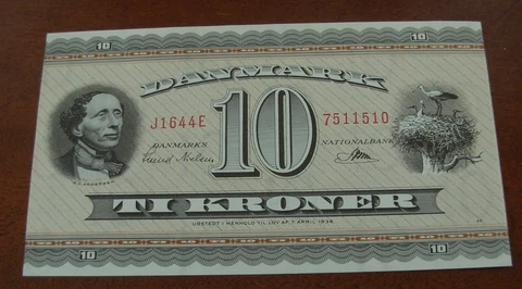 Denmark 1936 10 Kroner UNC Note Cover