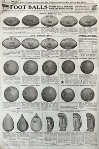 Antigua página de catálogo de artículos deportivos de rugby fútbol baloncesto 1920 anuncio impreso de colección - Imagen 1 de 3