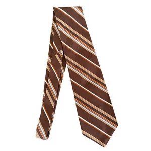 Vintage Brown Striped Tie 70s Style Made in USA Fabric from Italy 56in Long - Picture 1 of 7