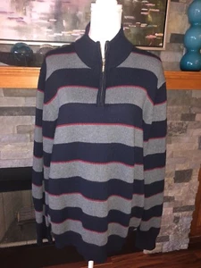 Suéter Para Hombres XL Bob Timberlake Azul Gris Borgoña Rayas Usado en Excelente Condición - Imagen 1 de 6