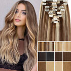 10-24" Double Weft Clip In 100% Remy Human Hair Extensions Full Head Thick Us
