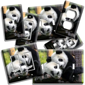 CUTE BABY PANDA BEAR CUB AND MOTHER LIGHT SWITCH OUTLET WALL PLATE ROOM HD DECOR - Picture 1 of 33