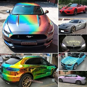 Chameleon 5D Mirror Pearl Glossy Satin Chrome Glitter Car Vinyl Wrap Sticker AX - Picture 1 of 103