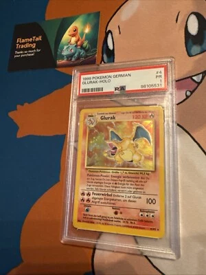 PSA 1 German Glurak Pokémon TCG Charizard Base Set 4/102 Unlimited Holo Rare - Image 1 of 4
