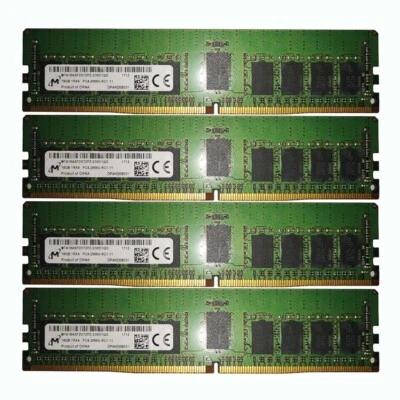 For 4x16GB Micron 1Rx4 PC4-21300 DDR4 2666Mhz 288Pin DIMM ECC SERVER Memory RAM& - Image 1 of 4