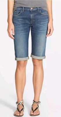 J BRAND 1049 Low Rise 9" Cuffed Slim 11" Bermuda Jean Shorts 25 4 Santorini NWT - Image 1 of 4