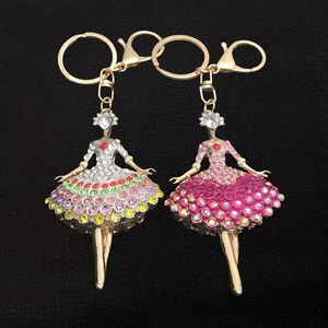 Schlüsselanhänger Schlüsselring rosa/weiß Kristall Strass Ballett Tänzerin Ballerina Tasche - Bild 1 von 5
