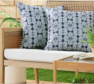 ⚡️Juego de Almohadas Decorativas Interior/Exterior Martha Stewart Tulum -Azul Marino (18x18) Foto 1 de 4