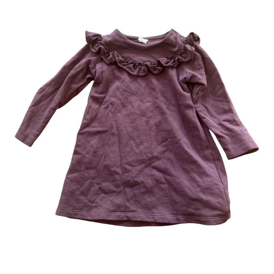 H&M Kids платье Baby Girl 2T длинным рукавом оборкой шеи сливы - Изображение 1 из 3