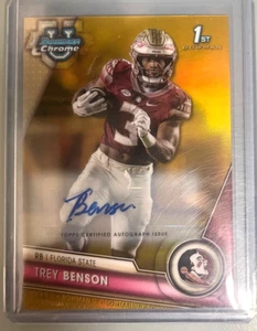 Trey Benson 2023 1st Bowman Cromo Oro Refractor Automático/50 COLOR JERSEY PARTIDO  - Imagen 1 de 2