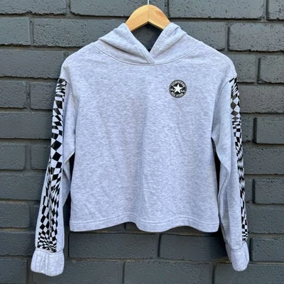 Sudadera Con Capucha Recortada Converse All Star Chuck Taylor Chess Girl Negra Gris L Foto 1 de 4
