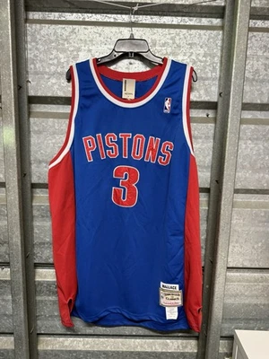 复古底特律活塞队 Rasheed Wallace 球衣男式尺寸 3XL 60 硬木经典 — 第 1/4 张图片