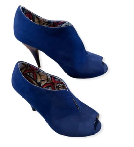 Christian Siriano navy blue suede shoe heels size 7.5 - Picture 1 of 6