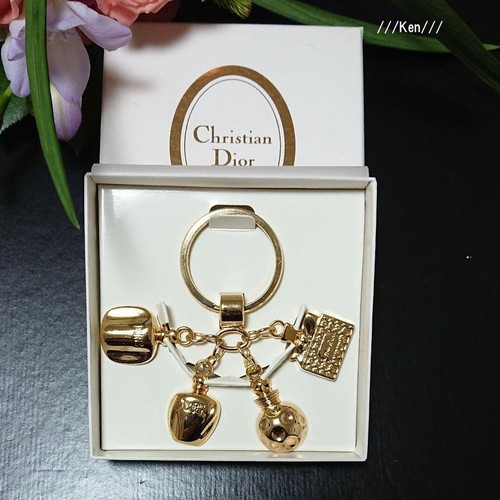 CHRISTIAN DIOR Portachiavi Anello Catena Borsa Ciondolo AUTENTICO Logo Kawaii Carino Regalo F S