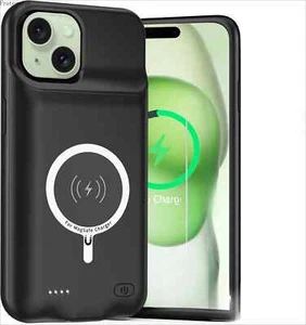 Power Case for iPhone 15 Portable Wireless Charging Cover Battery Charger Case - Picture 1 of 7