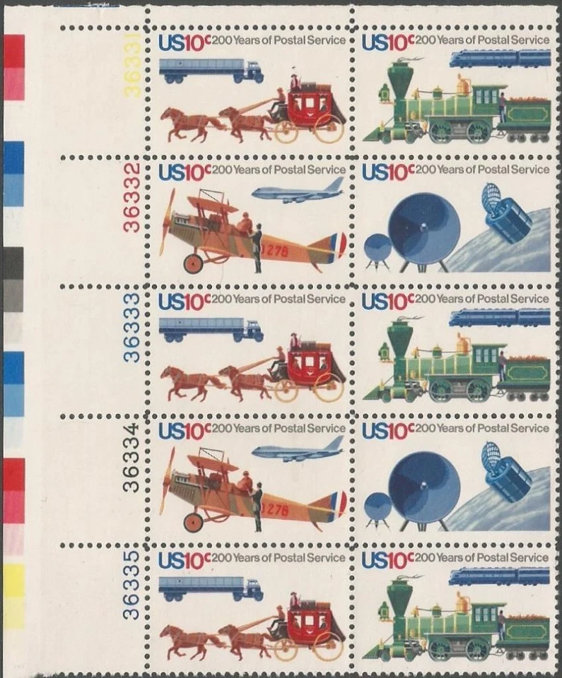 Plate Block of 10 stamps - Scott 1572-75 - 10 cent - Postal Service - 1975 - MNH - Image 1 of 1
