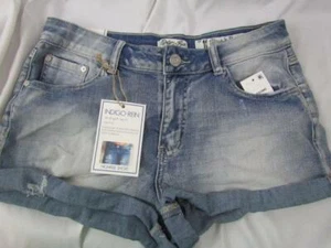 NWT Indigo Rein Jr High Rise Short Cuffed Destruction Med Blue Sz 7 Org $34.00 - Picture 1 of 6