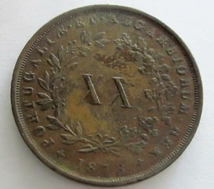 Portugal Copper 20 Reis 1873, KM 515, Circulated, Uncertified - Picture 1 of 2