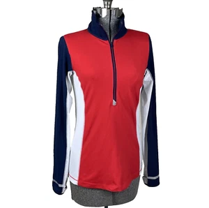 New Balance Damen Half Zip Lauftop Größe Small Colorblock rot weiß blau - Bild 1 von 7