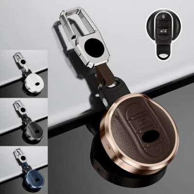 Aluminum Alloy Leather Car Key Case Cover For Bmw MINI Cooper Clubman F56 R55 Foto 1 de 4