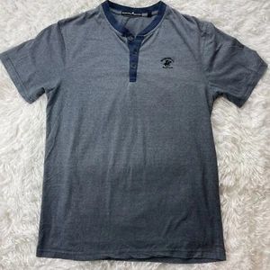 Beverly Hills Polo Club Mens T Shirt 1/4 Button Down Business Tee Blue Medium - Imagen 1 de 6