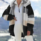Women Winter Long Sleeve Fleece Teddy Bear Hoodie Plush Fluffy Zip Coat Outwear.