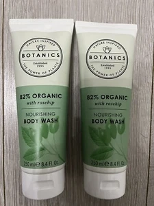 2 x Boots BOTANICS ORGANIC NOURISHING BODY WASH WITH ROSEHIP 250ML - Picture 1 of 2