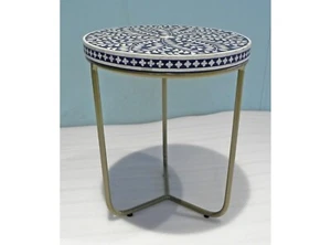 Bone inlay side table, Metal and bone inlay table, Indian bone bar table - Picture 1 of 6
