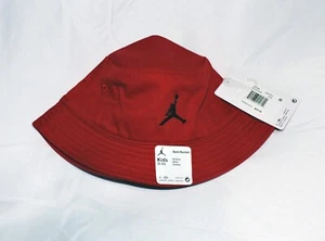 Bucket Hat Nike Jordan Jumpman YOUTH Boys Twill Black Chrome Badge One Size Red - Picture 1 of 5