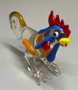 Vintage Hand Blown Art Glass Miniature Rooster Figurine - Picture 1 of 6