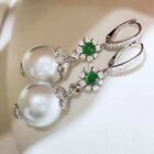 Gorgeous AAA 9-10mm Natural South Sea Genuine Round White Pearl Earring 925s