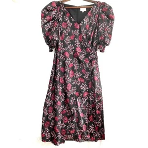 Cinq a Sept Tumbled Daisy Kacy Blumenmuster seidig Wickel Midi Kleid Damen 14 Himbeere - Bild 1 von 12