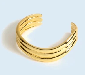 NWT Madewell Jewelry Gold Wavy Ribbed Open Cuff Bohemian Boho Bracelet $48 - Picture 1 of 1
