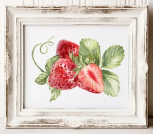 Strawberries Wall Art Print, Strawberry Kitchen Art Print, Home Decor Art #154 - Picture 1 of 2